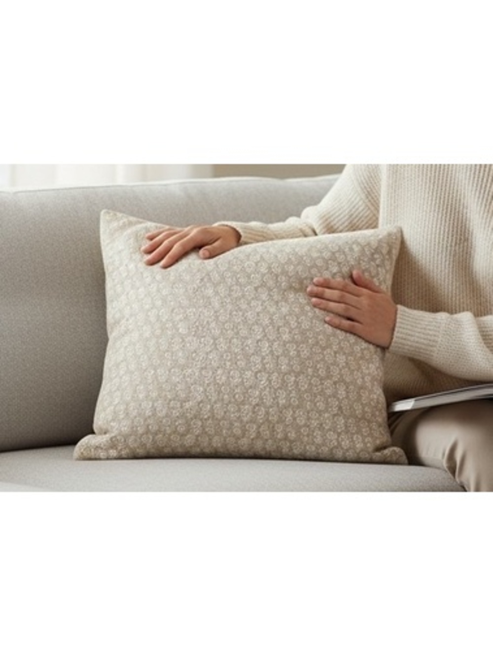 (1) Floral Print Decorative Throw Pillow Cover with Cotton & Polyester Back